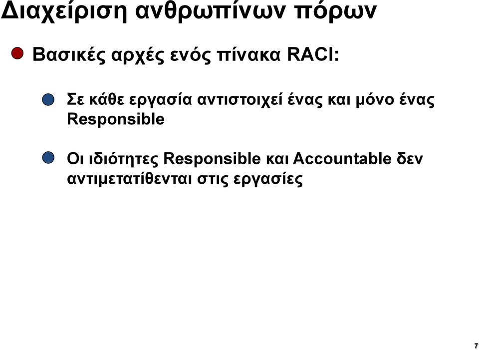 αντιστοιχεί ένας και μόνο ένας Responsible Οι ιδιότητες