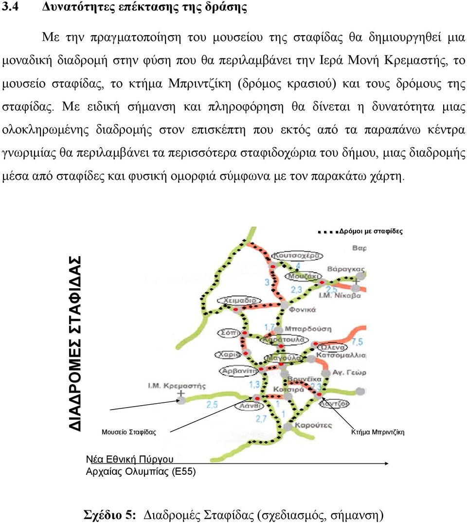 Με ειδική σήμανση και πληροφόρηση θα δίνεται η δυνατότητα μιας ολοκληρωμένης διαδρομής στον επισκέπτη που εκτός από τα παραπάνω κέντρα γνωριμίας θα περιλαμβάνει τα περισσότερα