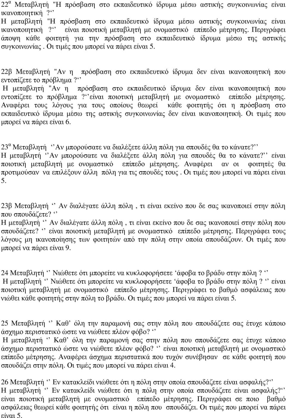 22β Μεταβλητή "Αν η πρόσβαση στο εκπαιδευτικό ίδρυµα δεν είναι ικανοποιητική που εντοπίζετε το πρόβληµα?