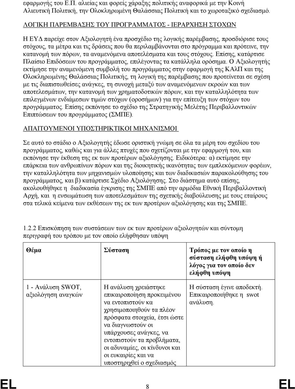 πρόγραμμα και πρότεινε, την κατανομή των πόρων, τα αναμενόμενα αποτελέσματα και τους στόχους. Επίσης, κατάρτισε Πλαίσιο Επιδόσεων του προγράμματος, επιλέγοντας τα κατάλληλα ορόσημα.