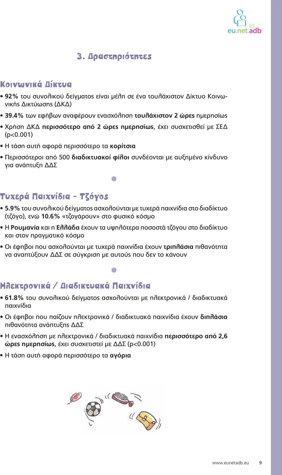 001) Η τάση αυτή αφορά περισσότερο τα κορίτσια Περισσότεροι από 500 διαδικτυακοί φίλοι συνδέονται με αυξημένο κίνδυνο για ανάπτυξη ΔΔΣ Τυχερά Παιχνίδια - Τζόγος 5.