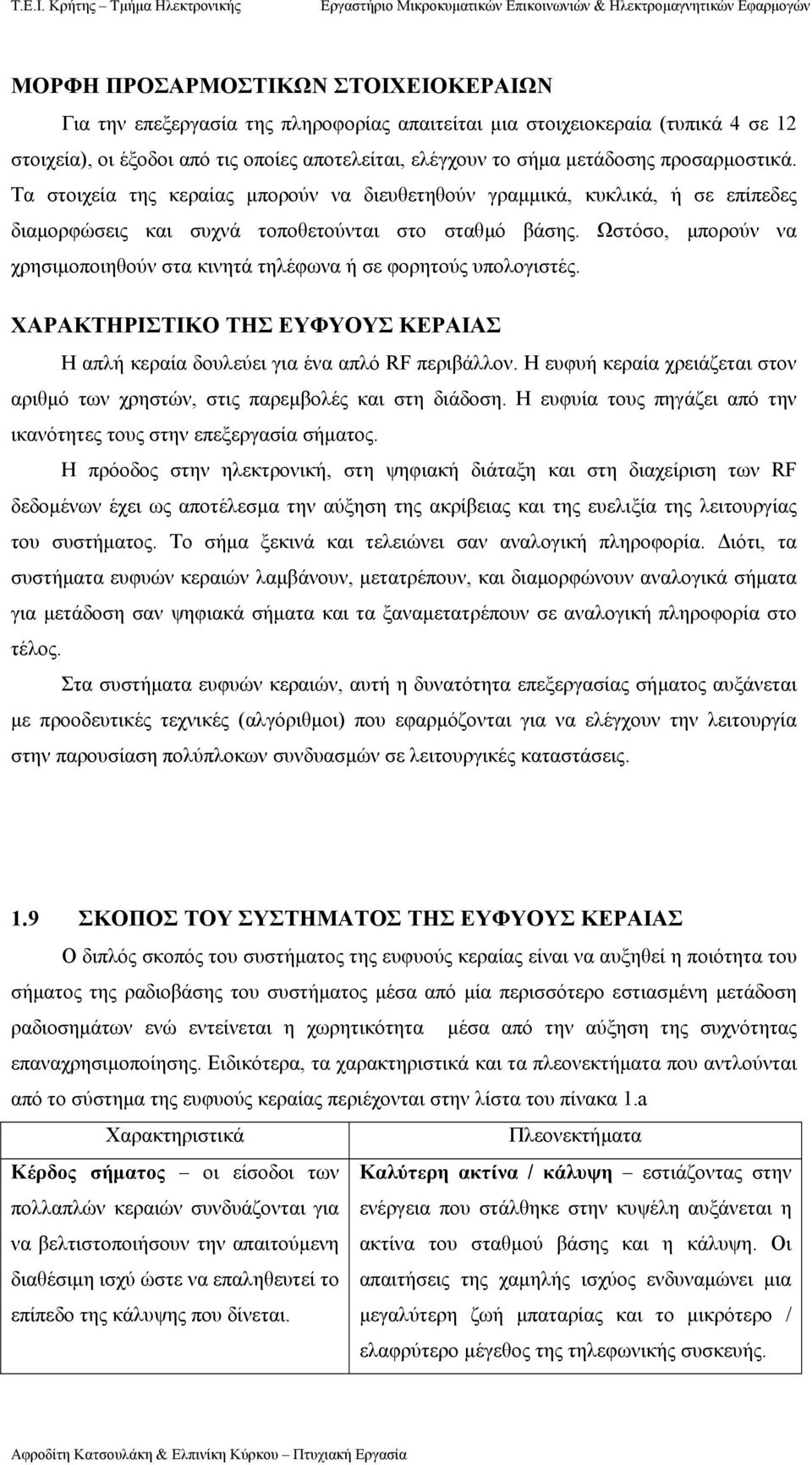 Ωστόσο, µπορούν να χρησιµοποιηθούν στα κινητά τηλέφωνα ή σε φορητούς υπολογιστές. ΧΑΡΑΚΤΗΡΙΣΤΙΚΟ ΤΗΣ ΕΥΦΥΟΥΣ ΚΕΡΑΙΑΣ Η απλή κεραία δουλεύει για ένα απλό RF περιβάλλον.