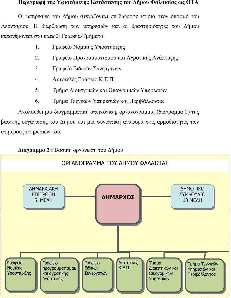 Γραφείο Ειδικών Συνεργατών 4. Αυτοτελές Γραφείο Κ.Ε.Π. 5. Τμήμα Διοικητικών και Οικονομικών Υπηρεσιών 6.