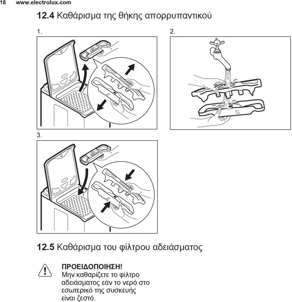 5 Καθάρισμα του φίλτρου αδειάσματος ΠΡΟΕΙΔΟΠΟΙΗΣΗ!