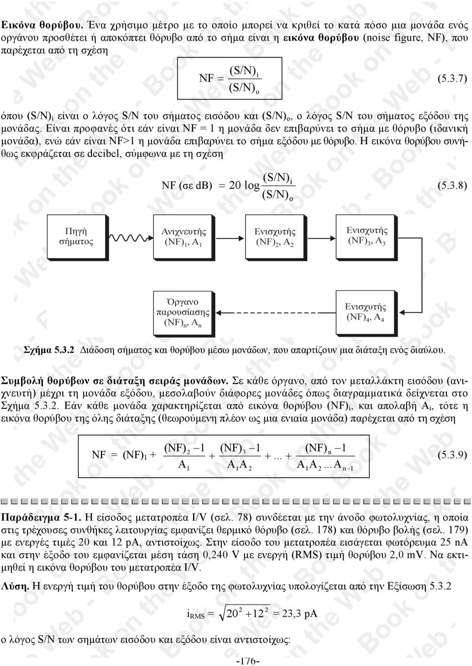 (S/N) i NF = (5.3.7) (S/N) o όπου (S/N) i είναι ο λόγος S/N του σήµατος εισόδου και (S/N) o, ο λόγος S/N του σήµατος εξόδου της µονάδας.