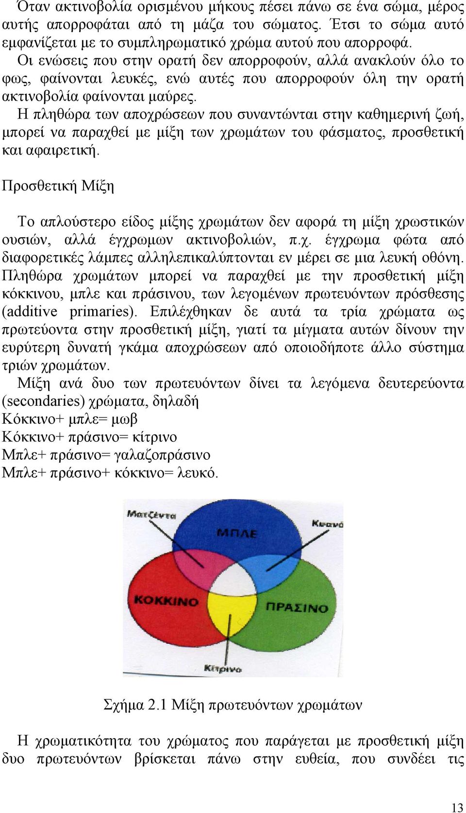 Η πληθώρα των αποχρώσεων που συναντώνται στην καθημερινή ζωή, μπορεί να παραχθεί με μίξη των χρωμάτων του φάσματος, προσθετική και αφαιρετική.