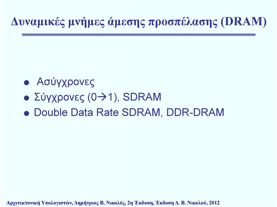 SDRAM, DDR-DRAM DRAM Αρχιτεκτονική ήυ Υπολογιστών,