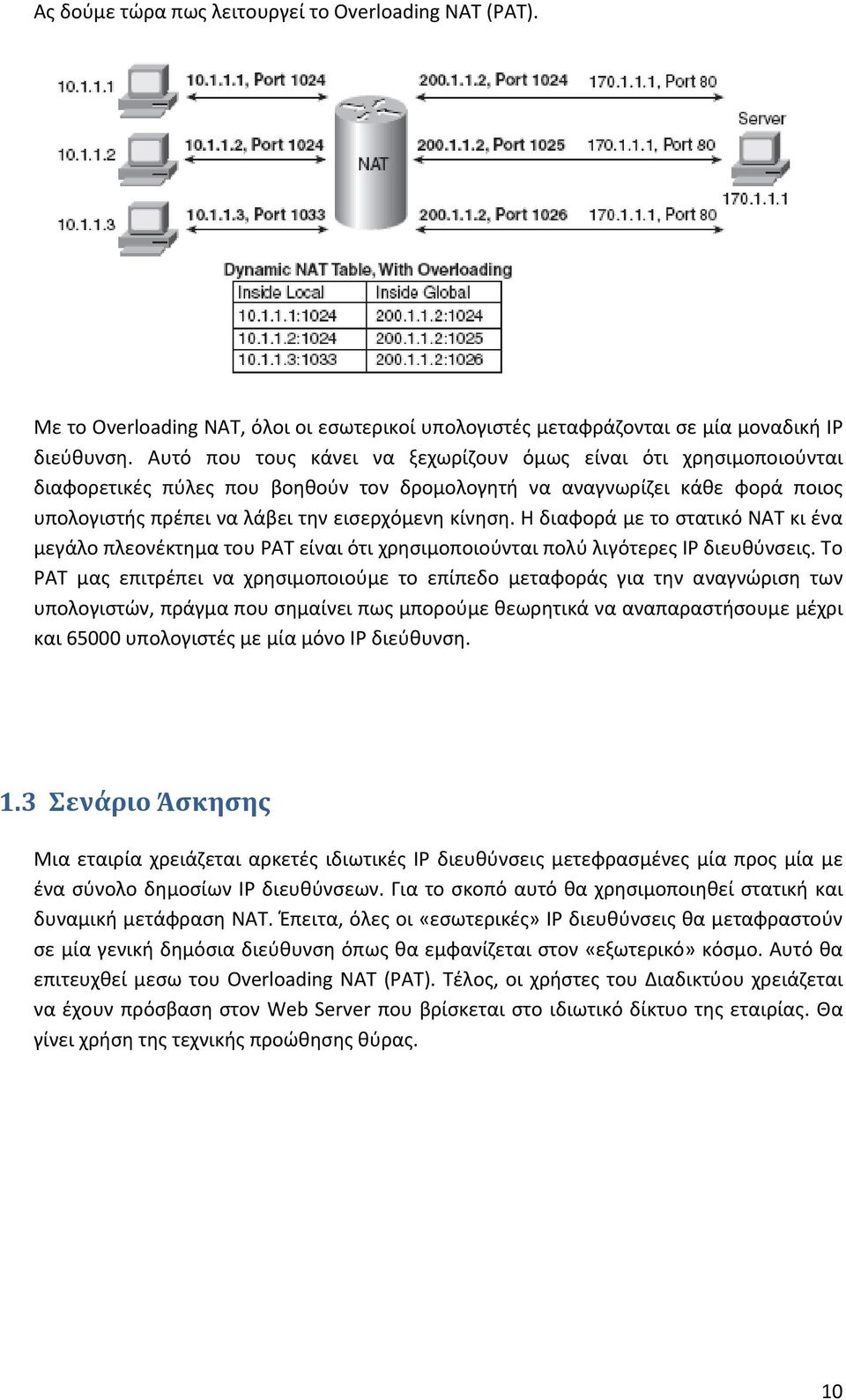 Η διαφορά με το στατικό ΝΑΤ κι ένα μεγάλο πλεονέκτημα του PAT είναι ότι χρησιμοποιούνται πολύ λιγότερες IP διευθύνσεις.