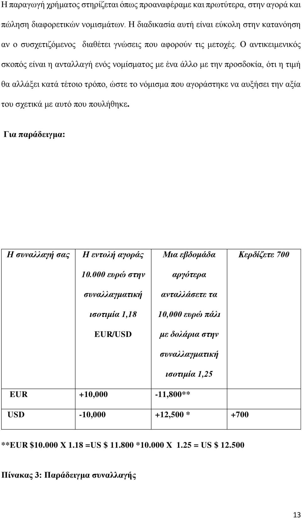 Ο αντικειμενικός σκοπός είναι η ανταλλαγή ενός νομίσματος με ένα άλλο με την προσδοκία, ότι η τιμή θα αλλάξει κατά τέτοιο τρόπο, ώστε το νόμισμα που αγοράστηκε να αυξήσει την αξία του σχετικά με