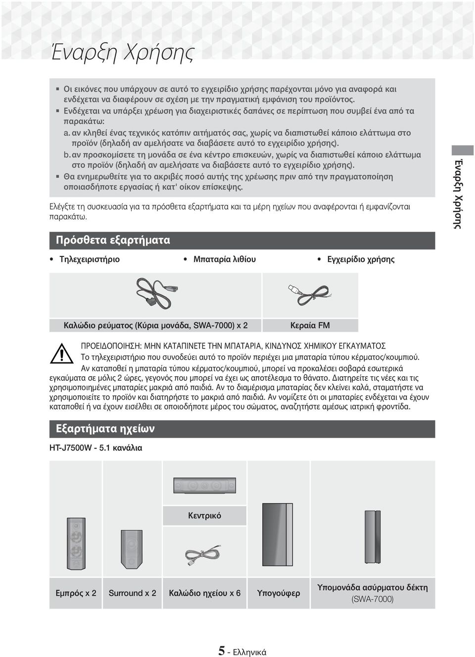 αν κληθεί ένας τεχνικός κατόπιν αιτήματός σας, χωρίς να διαπιστωθεί κάποιο ελάττωμα στο προϊόν (δηλαδή αν αμελήσατε να διαβάσετε αυτό το εγχειρίδιο χρήσης). b.