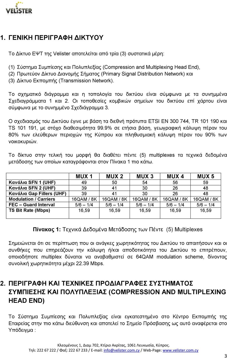 Το σχηματικό διάγραμμα και η τοπολογία του δικτύου είναι σύμφωνα με τα συνημμένα Σχεδιαγράμματα 1 και 2.
