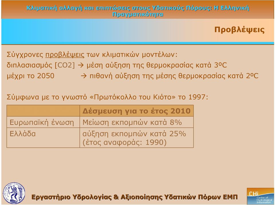 κατά 2ºC Σύμφωνα με το γνωστό «Πρωτόκολλο του Κιότο» το 1997: Δέσμευση για το έτος