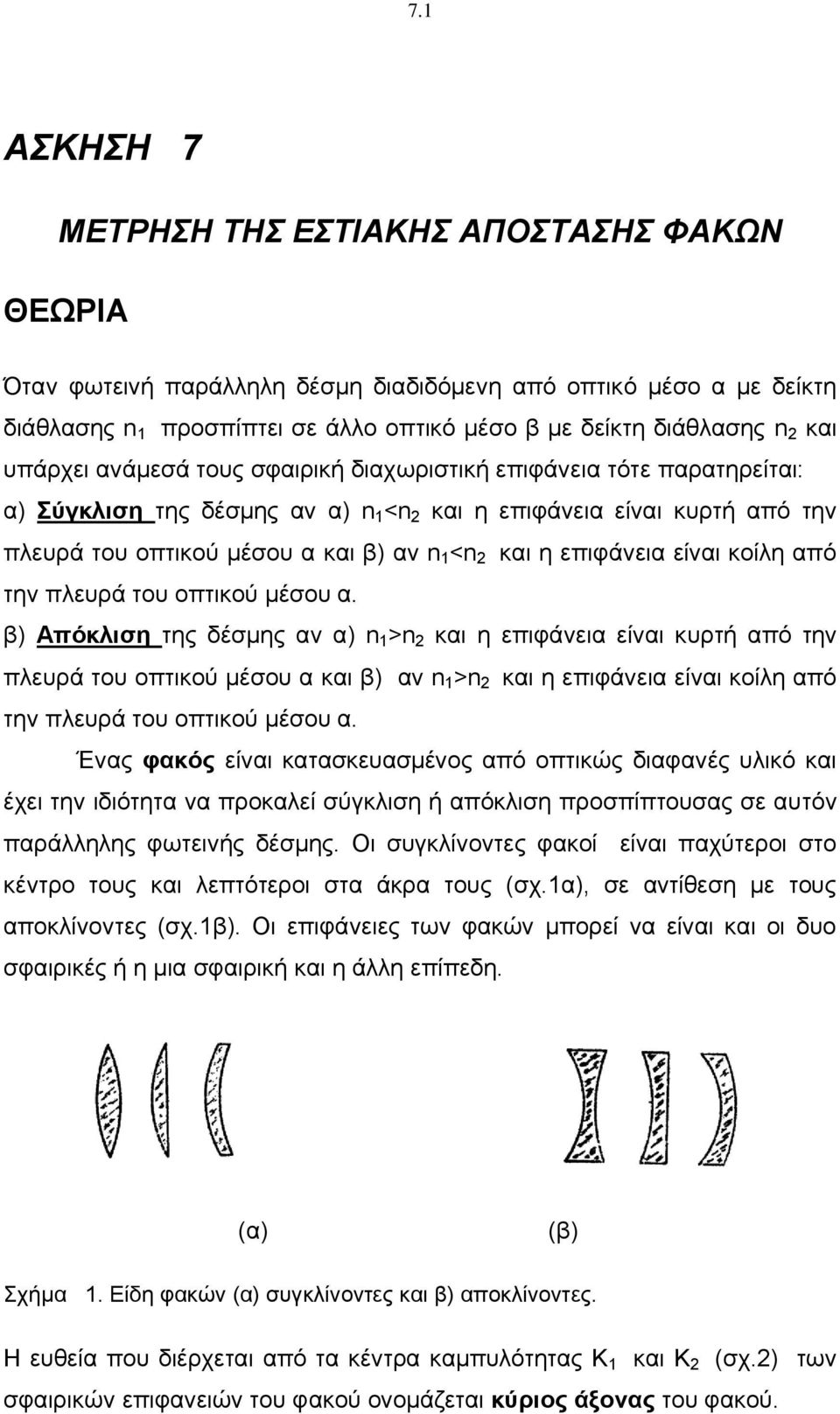 η επιφάνεια είναι κοίλη από την πλευρά του οπτικού μέσου α.