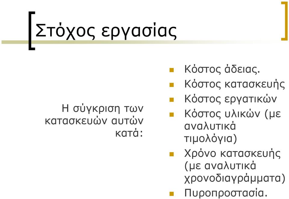 Κόστος κατασκευής Κόστος εργατικών Κόστος υλικών