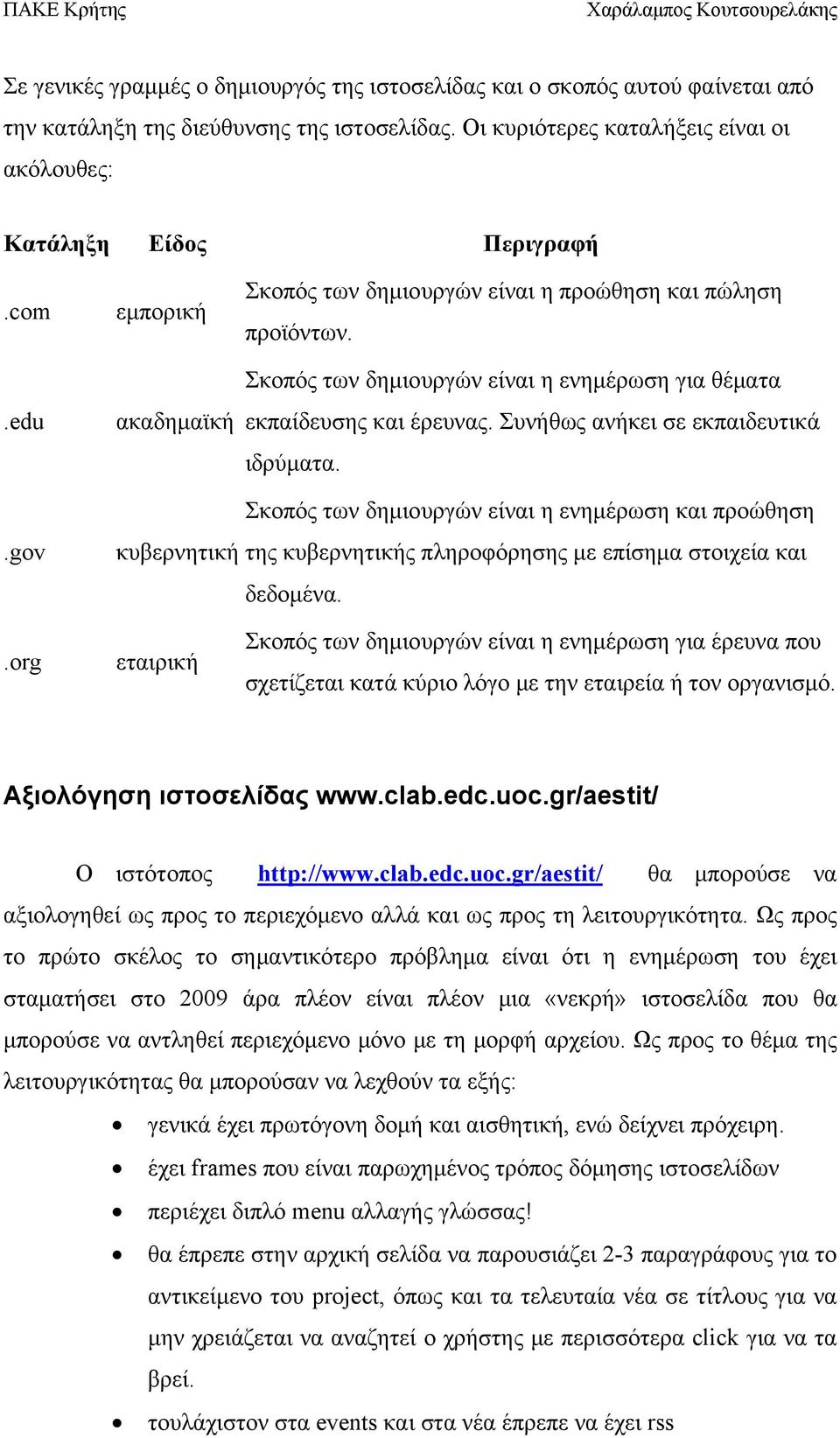 Συνήθως ανήκει σε εκπαιδευτικά ιδρύματα..gov Σκοπός των δημιουργών είναι η ενημέρωση και προώθηση κυβερνητική της κυβερνητικής πληροφόρησης με επίσημα στοιχεία και δεδομένα.