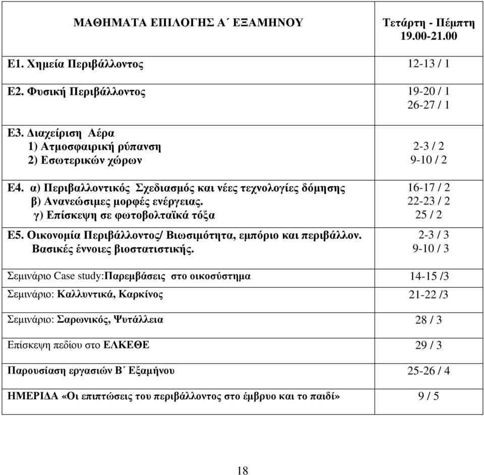 Οικονοµία Περιβάλλοντος/ Βιωσιµότητα, εµπόριο και περιβάλλον. Βασικές έννοιες βιοστατιστικής.