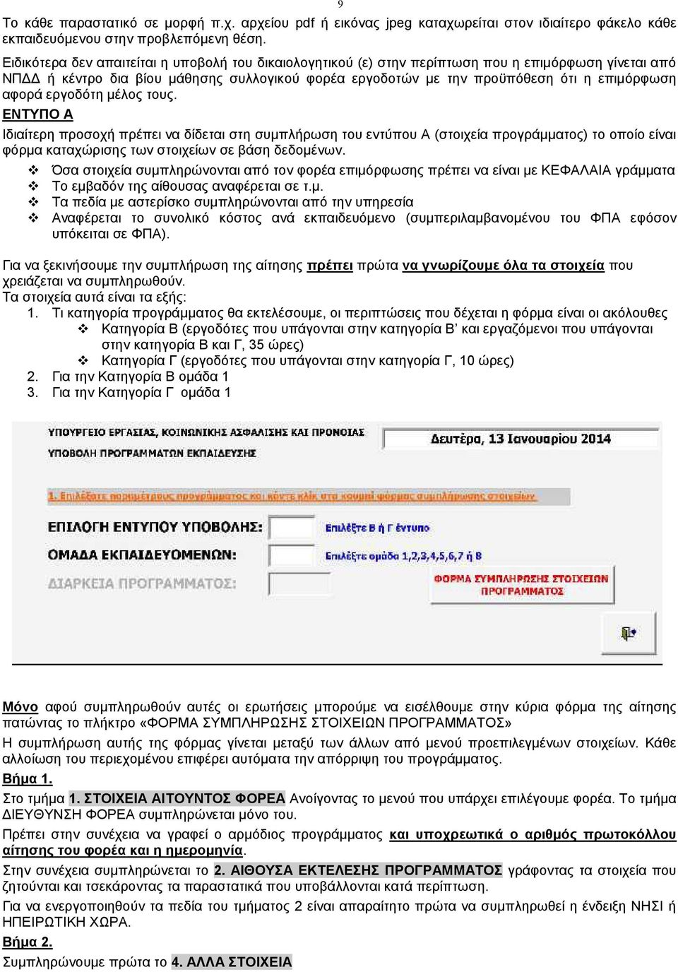 αφορά εργοδότη μέλος τους. ΕΝΤΥΠΟ Α Ιδιαίτερη προσοχή πρέπει να δίδεται στη συμπλήρωση του εντύπου Α (στοιχεία προγράμματος) το οποίο είναι φόρμα καταχώρισης των στοιχείων σε βάση δεδομένων.