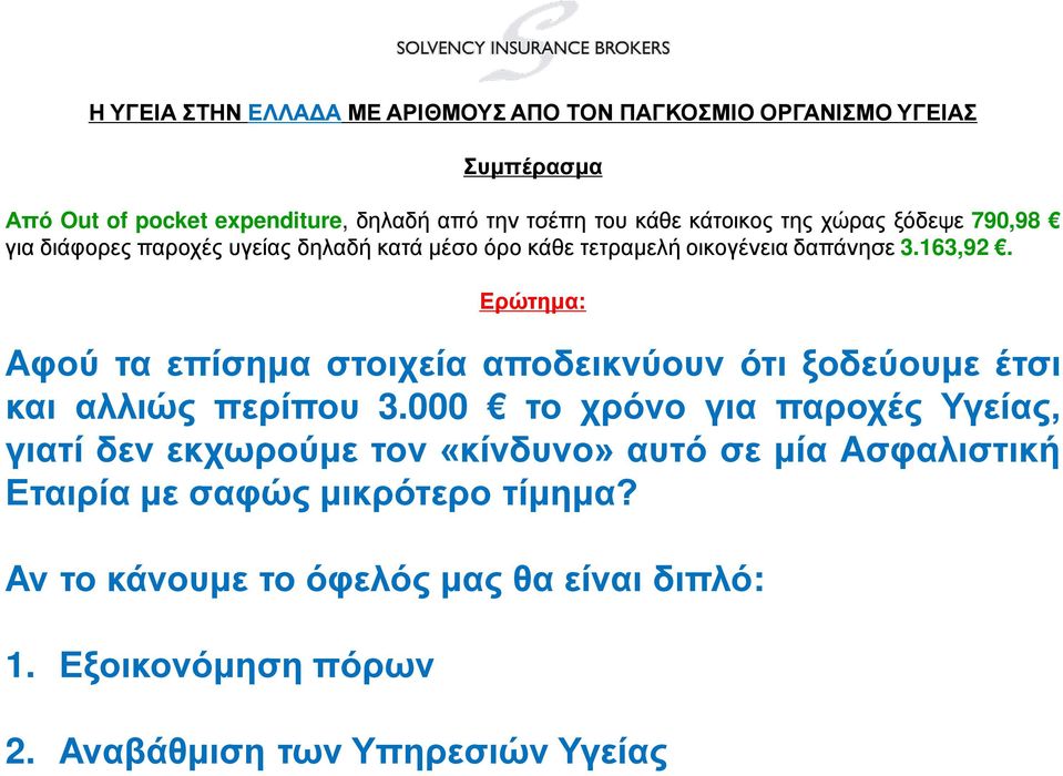 Ερώτημα: Αφού τα επίσημα στοιχεία αποδεικνύουν ότι ξοδεύουμε έτσι και αλλιώς περίπου 3.