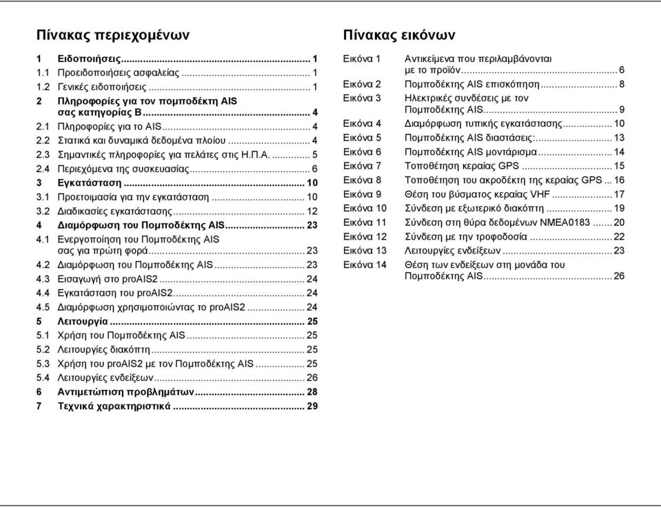 1 Προετοιμασία για την εγκατάσταση... 10 3.2 Διαδικασίες εγκατάστασης... 12 4 Διαμόρφωση του Πομποδέκτης AIS... 23 4.1 Ενεργοποίηση του Πομποδέκτης AIS σας για πρώτη φορά... 23 4.2 Διαμόρφωση του Πομποδέκτης AIS.