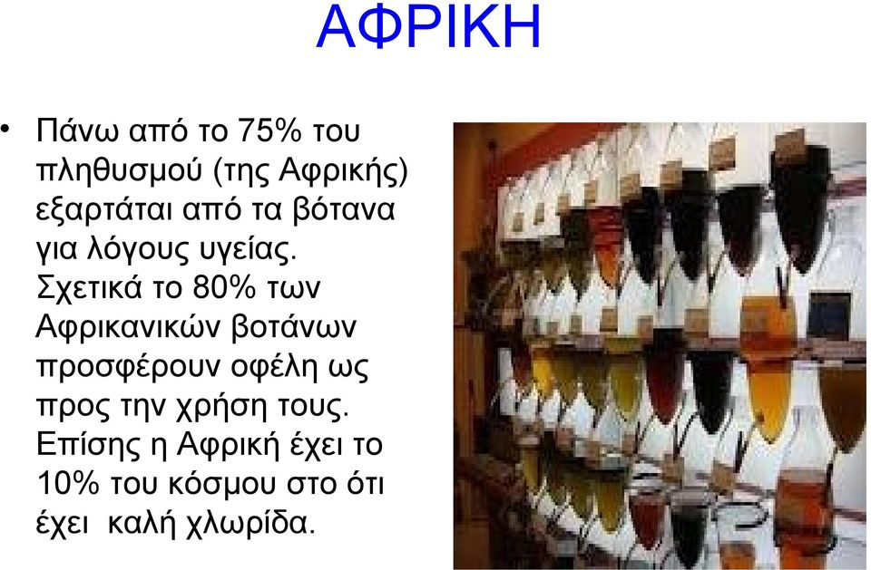 Σχετικά το 80% των Αφρικανικών βοτάνων προσφέρουν οφέλη ως