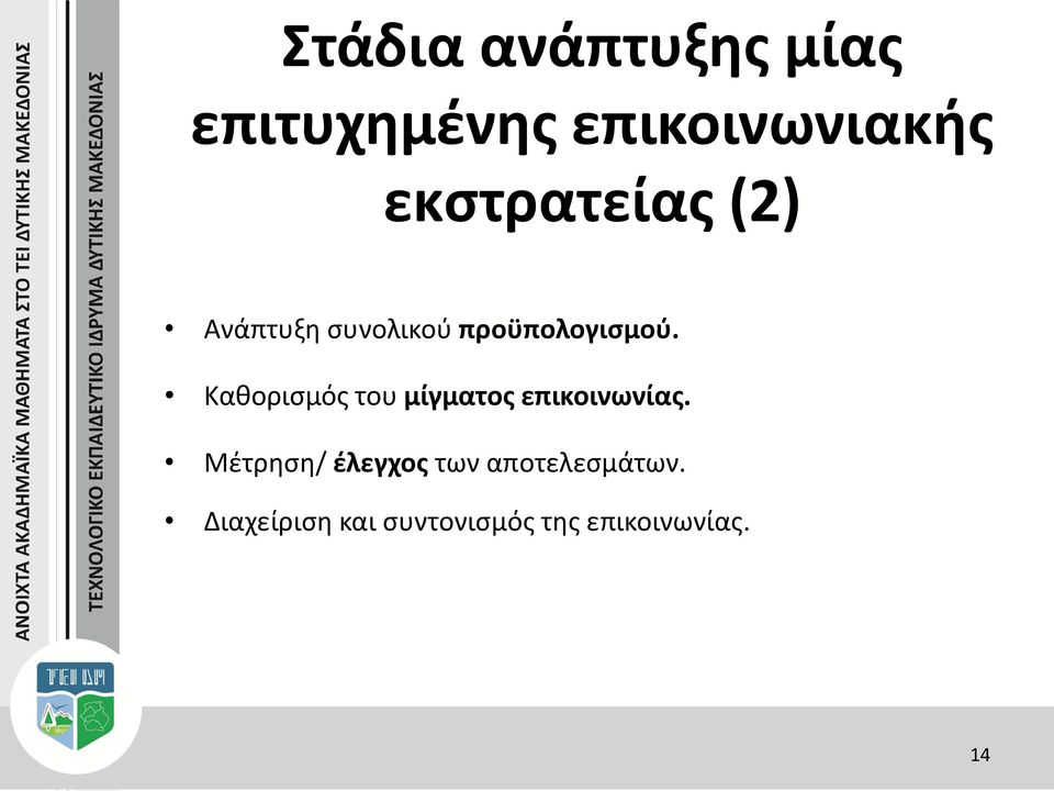 Καθορισμός του μίγματος επικοινωνίας.