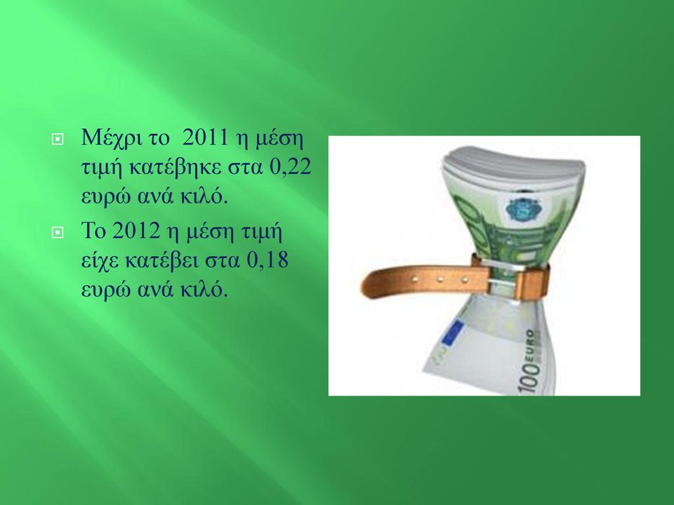 κιλό. Το 2012 η μέση τιμή