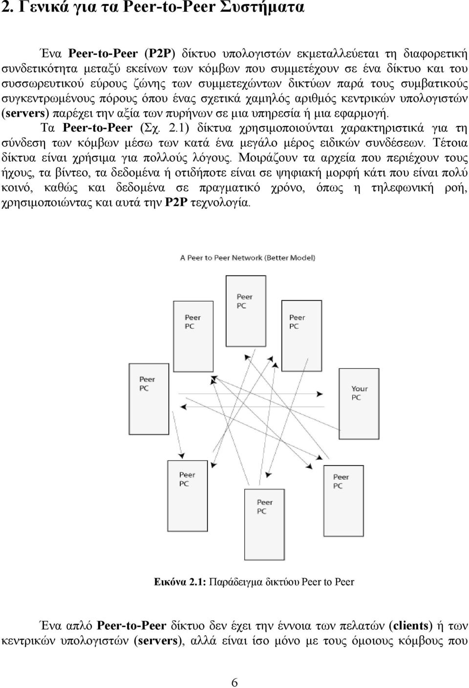 υπηρεσία ή μια εφαρμογή. Τα Peer-to-Peer (Σχ. 2.1) δίκτυα χρησιμοποιούνται χαρακτηριστικά για τη σύνδεση των κόμβων μέσω των κατά ένα μεγάλο μέρος ειδικών συνδέσεων.