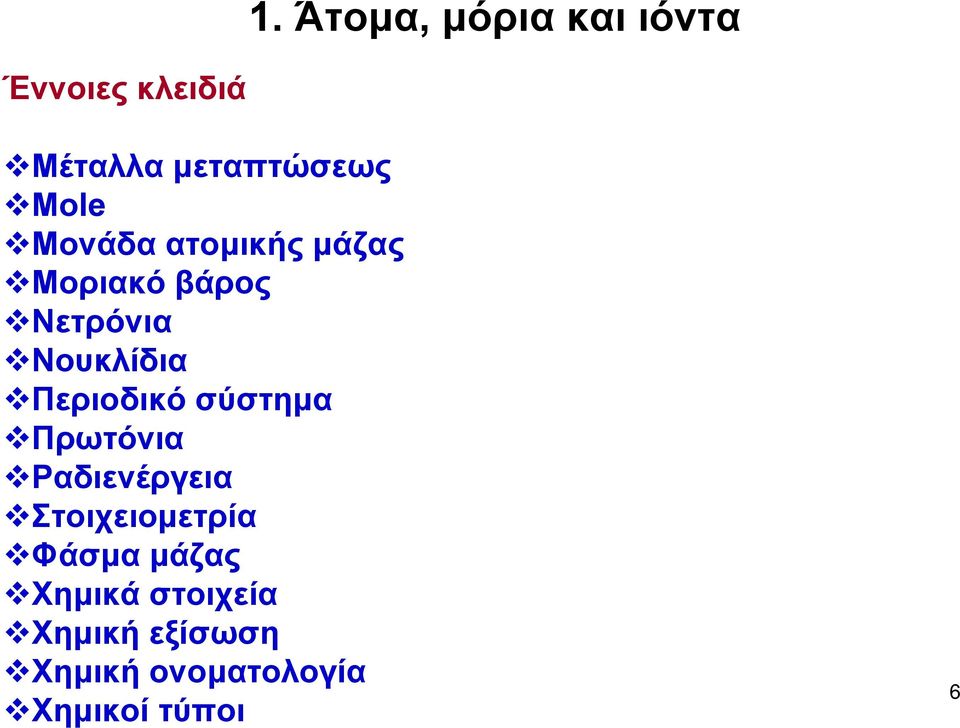 Περιοδικό σύστημα Πρωτόνια Ραδιενέργεια Στοιχειομετρία Φάσμα