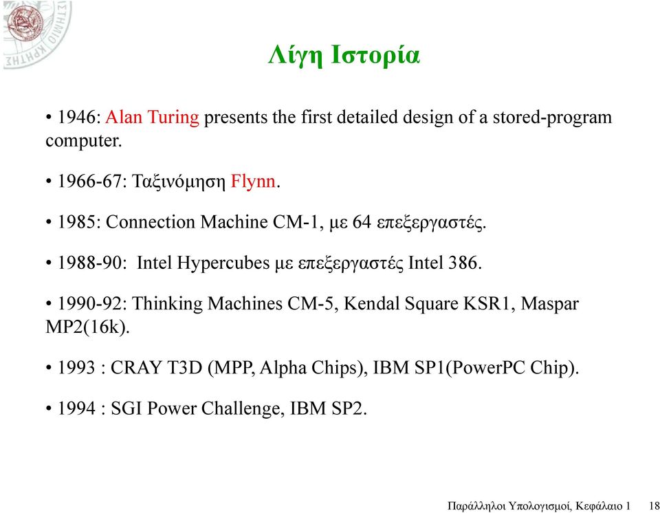 1988-90: Intel Hypercubes με επεξεργαστές Intel 386.