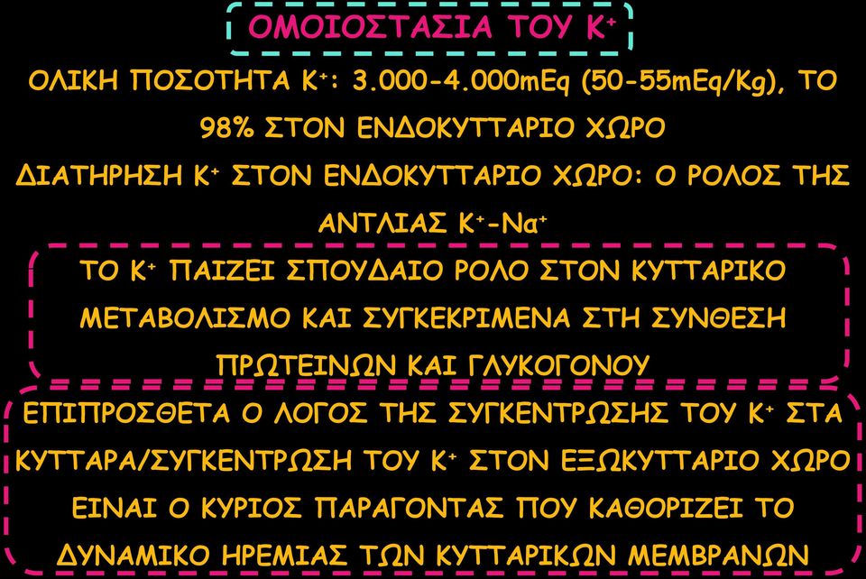 -Να + ΤΟ Κ + ΠΑΙΖΕΙ ΣΠΟΥΔΑΙΟ ΡΟΛΟ ΣΤΟΝ ΚΥΤΤΑΡΙΚΟ ΜΕΤΑΒΟΛΙΣΜΟ ΚΑΙ ΣΥΓΚΕΚΡΙΜΕΝΑ ΣΤΗ ΣΥΝΘΕΣΗ ΠΡΩΤΕΙΝΩΝ ΚΑΙ ΓΛΥΚΟΓΟΝΟΥ