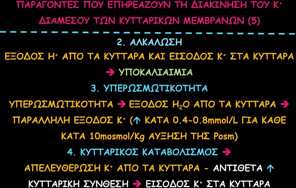 ΥΠΕΡΩΣΜΩΤΙΚΟΤΗΤΑ ΥΠΕΡΩΣΜΩΤΙΚΟΤΗΤΑ ΕΞΟΔΟΣ Η 2 Ο ΑΠΟ ΤΑ ΚΥΤΤΑΡΑ ΠΑΡΑΛΛΗΛΗ ΕΞΟΔΟΣ Κ + ( ΚΑΤΑ 0.4-0.