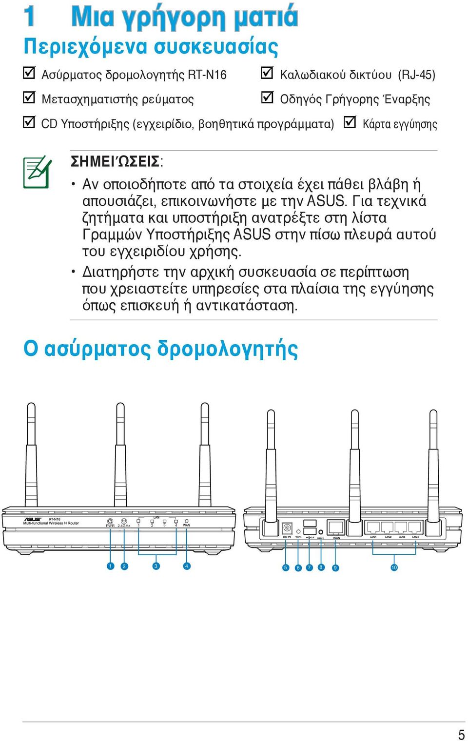 ASUS. Για τεχνικά ζητήματα και υποστήριξη ανατρέξτε στη λίστα Γραμμών Υποστήριξης ASUS στην πίσω πλευρά αυτού του εγχειριδίου χρήσης.