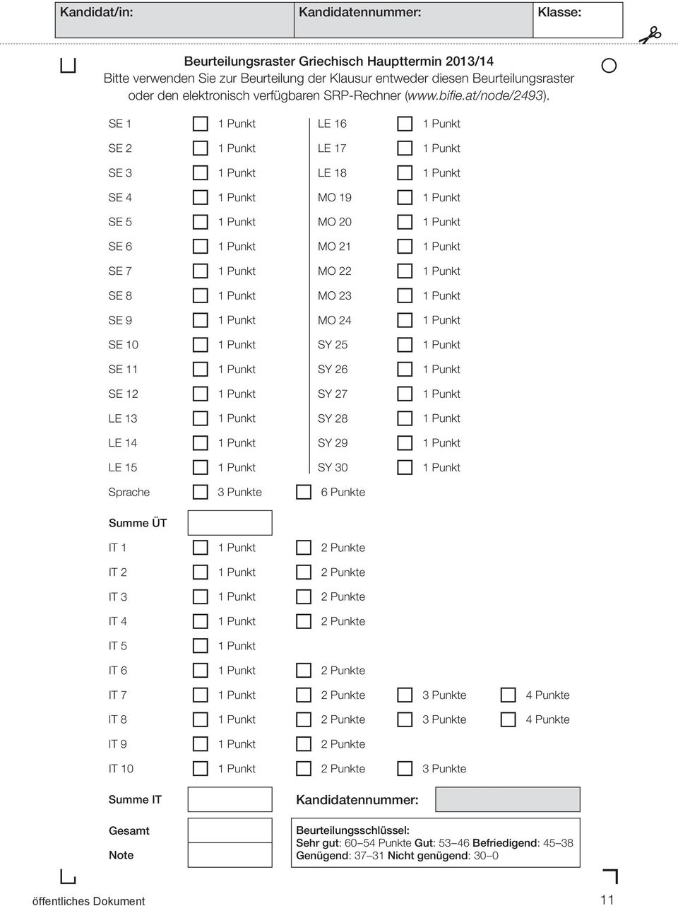 SE 1 a 1 Punkt LE 16 a 1 Punkt SE 2 a 1 Punkt LE 17 a 1 Punkt SE 3 a 1 Punkt LE 18 a 1 Punkt SE 4 a 1 Punkt MO 19 a 1 Punkt SE 5 a 1 Punkt MO 20 a 1 Punkt SE 6 a 1 Punkt MO 21 a 1 Punkt SE 7 a 1