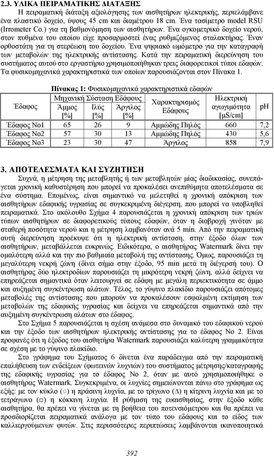 Ένα ψηφιακό ωμόμετρο για την καταγραφή των μεταβολών της ηλεκτρικής αντίστασης. Κατά την πειραματική διερεύνηση του συστήματος αυτού στο εργαστήριο χρησιμοποιήθηκαν τρεις διαφορετικοί τύποι εδαφών.