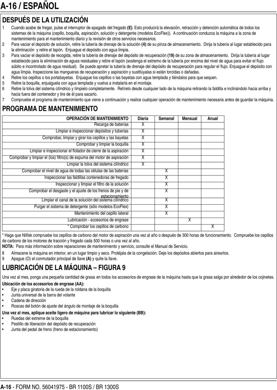 A continuación conduzca la máquina a la zona de mantenimiento para el mantenimiento diario y la revisión de otros servicios necesarios.