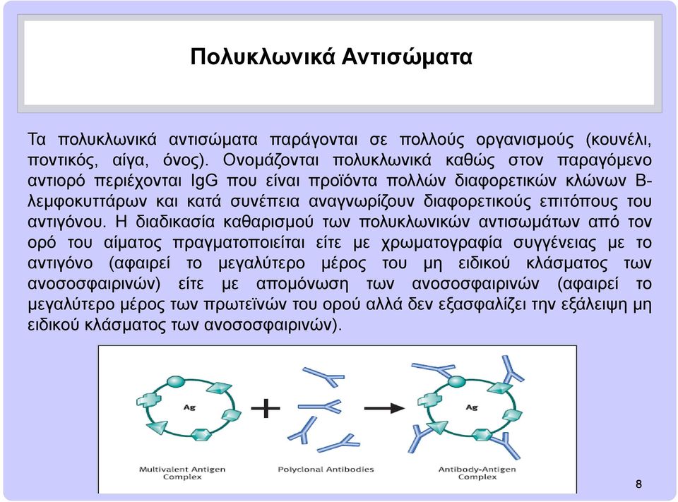 διαφορετικούς επιτόπους του αντιγόνου.