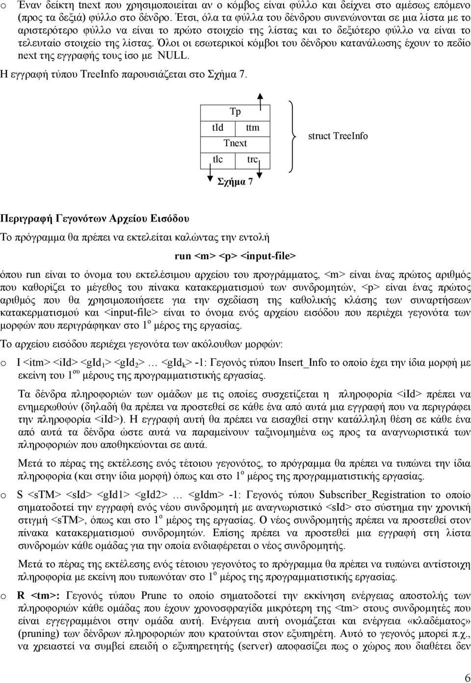 Όλοι οι εσωτερικοί κόμβοι του δένδρου κατανάλωσης έχουν το πεδίο next της εγγραφής τους ίσο με NULL. Η εγγραφή τύπου TreeInf παρουσιάζεται στο Σχήμα 7.