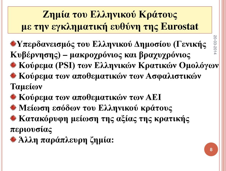 Ομολόγων Κούρεμα των αποθεματικών των Ασφαλιστικών Ταμείων Κούρεμα των αποθεματικών των ΑΕΙ Μείωση