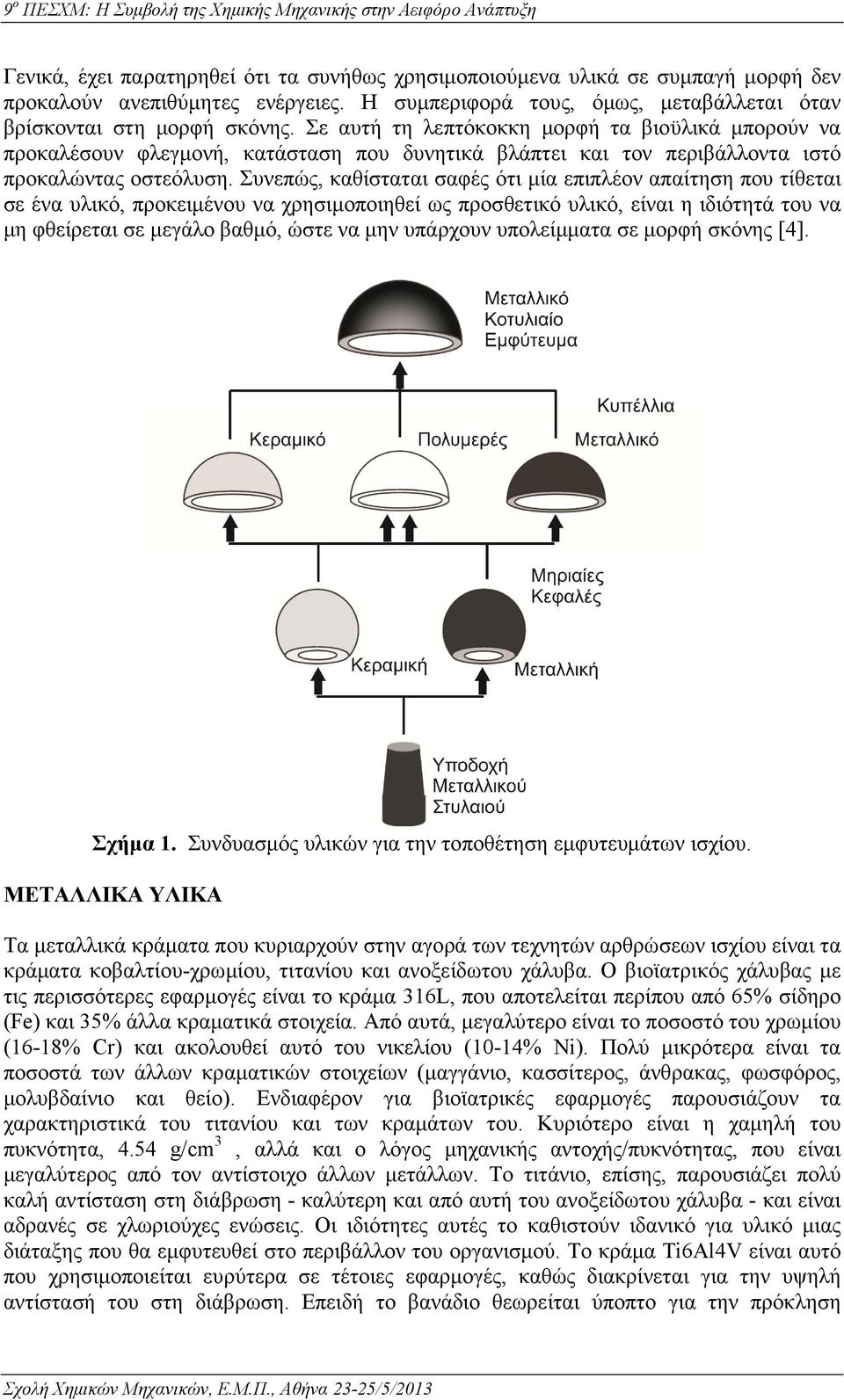 Συνεπώς, καθίσταται σαφές ότι µία επιπλέον απαίτηση που τίθεται σε ένα υλικό, προκειµένου να χρησιµοποιηθεί ως προσθετικό υλικό, είναι η ιδιότητά του να µη φθείρεται σε µεγάλο βαθµό, ώστε να µην