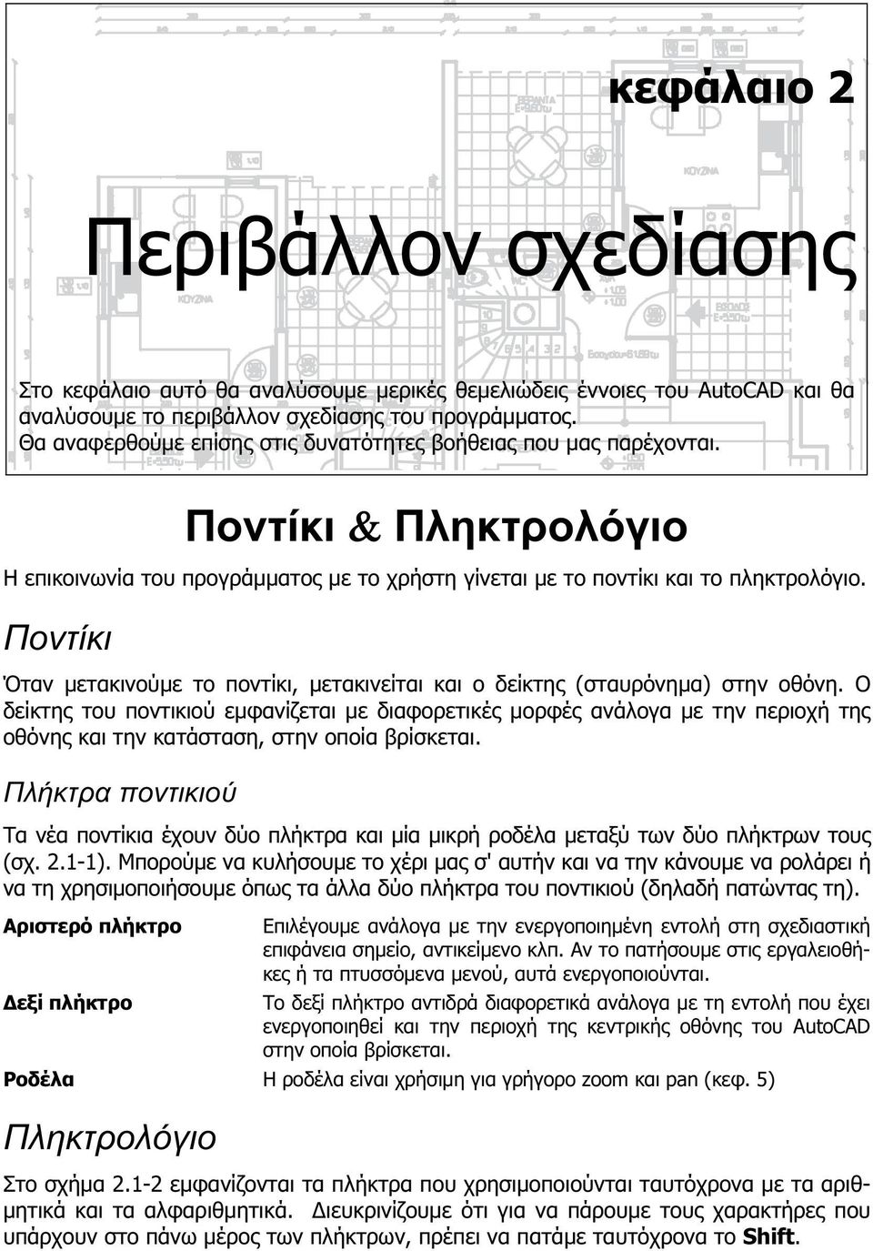 Ποντίκι Όταν μετακινούμε το ποντίκι, μετακινείται και ο δείκτης (σταυρόνημα) στην οθόνη.