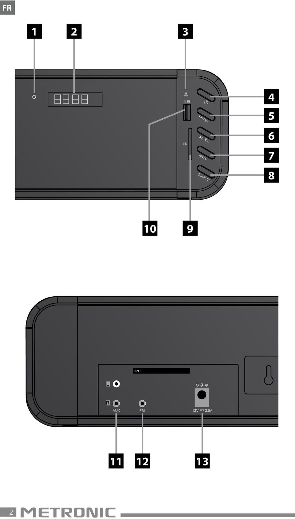 7 8 10 9 SN : AUX FM