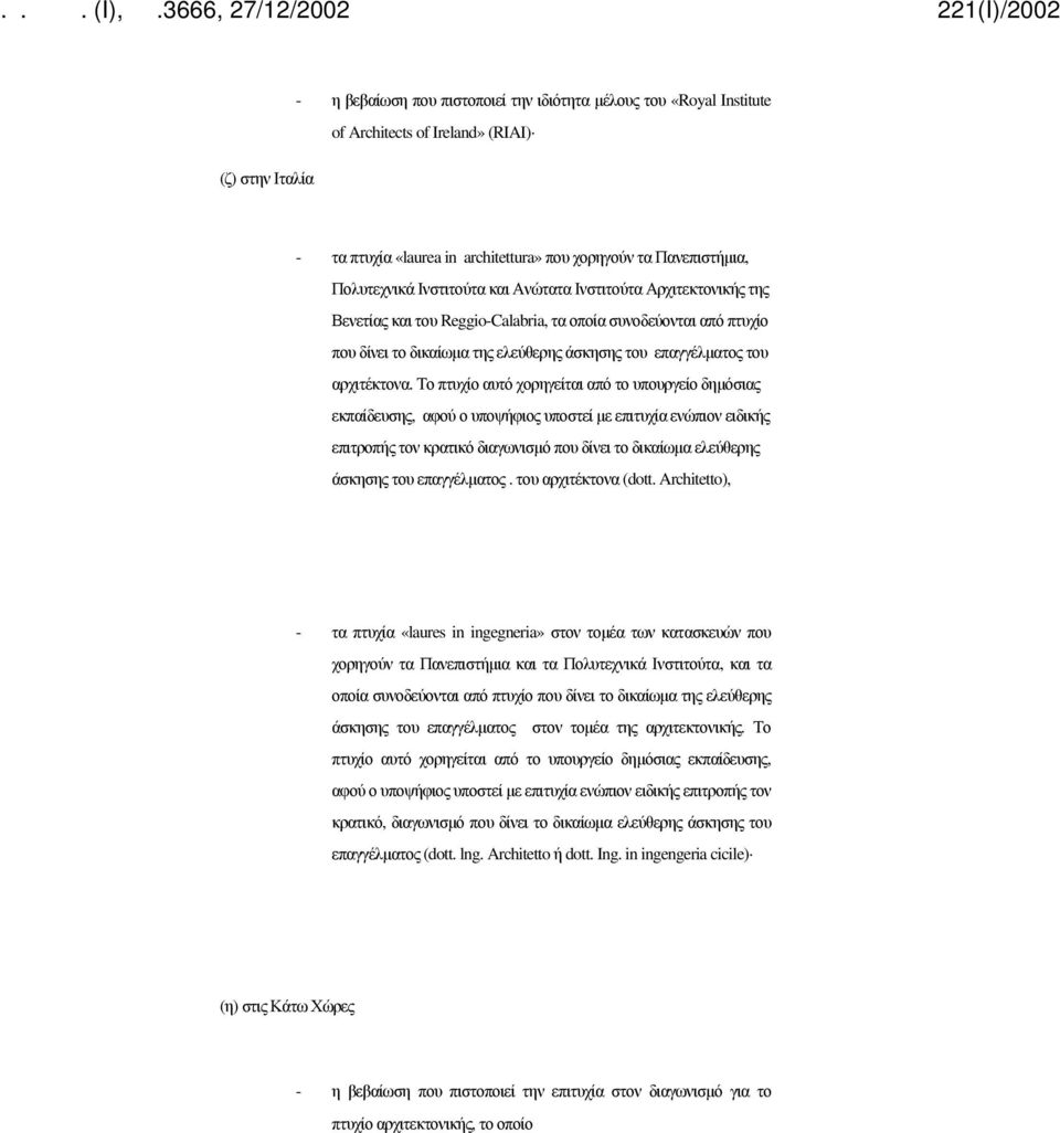 Το πτυχίο αυτό χορηγείται από το υπουργείο δημόσιας εκπαίδευσης, αφού ο υποψήφιος υποστεί με επιτυχία ενώπιον ειδικής επιτροπής τον κρατικό διαγωνισμό που δίνει το δικαίωμα ελεύθερης άσκησης του