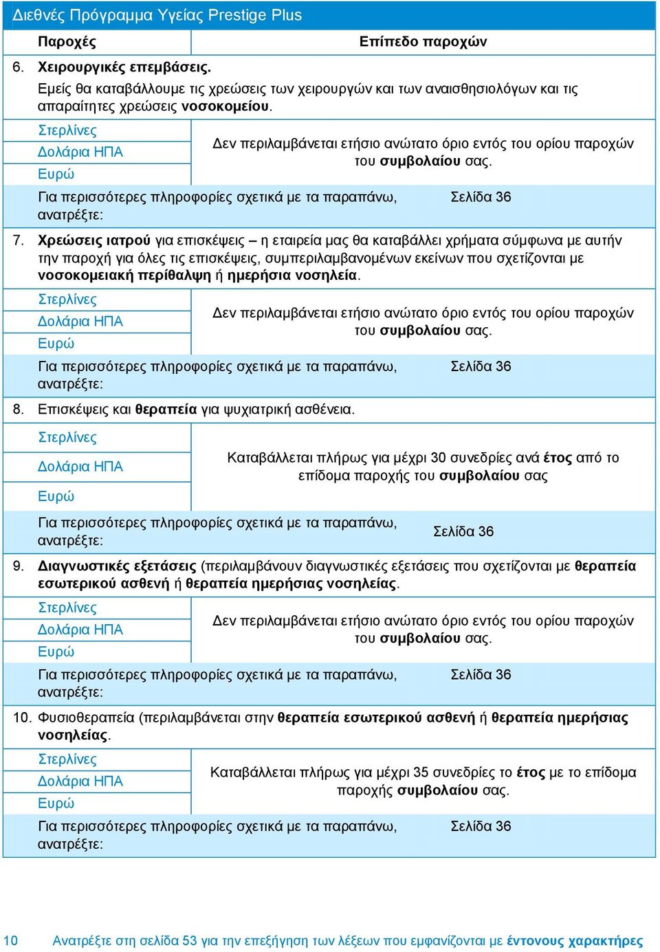 Γελ πεξηιακβάλεηαη εηήζην αλψηαην φξην εληφο ηνπ νξίνπ παξνρψλ ηνπ ζπκβνιαίνπ ζαο. Γηα πεξηζζφηεξεο πιεξνθνξίεο ζρεηηθά κε ηα παξαπάλσ, αλαηξέμηε: ειίδα 36 7.