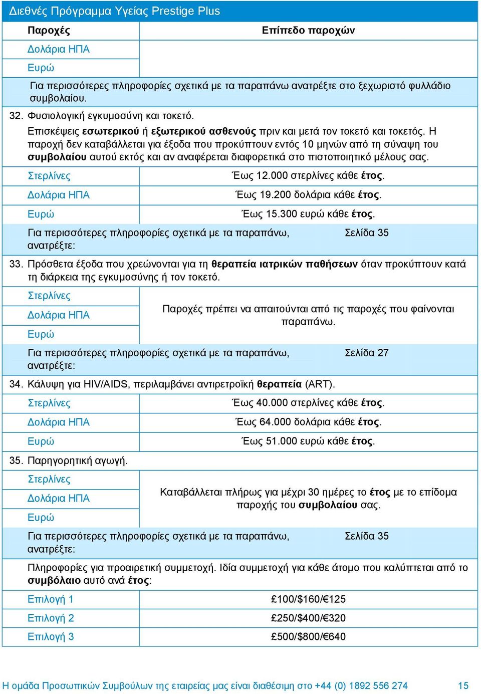 Η παξνρή δελ θαηαβάιιεηαη γηα έμνδα πνπ πξνθχπηνπλ εληφο 10 κελψλ απφ ηε ζχλαςε ηνπ ζπκβνιαίνπ απηνχ εθηφο θαη αλ αλαθέξεηαη δηαθνξεηηθά ζην πηζηνπνηεηηθφ κέινπο ζαο. Έσο 12.000 ζ θάζε έηνο. Έσο 19.