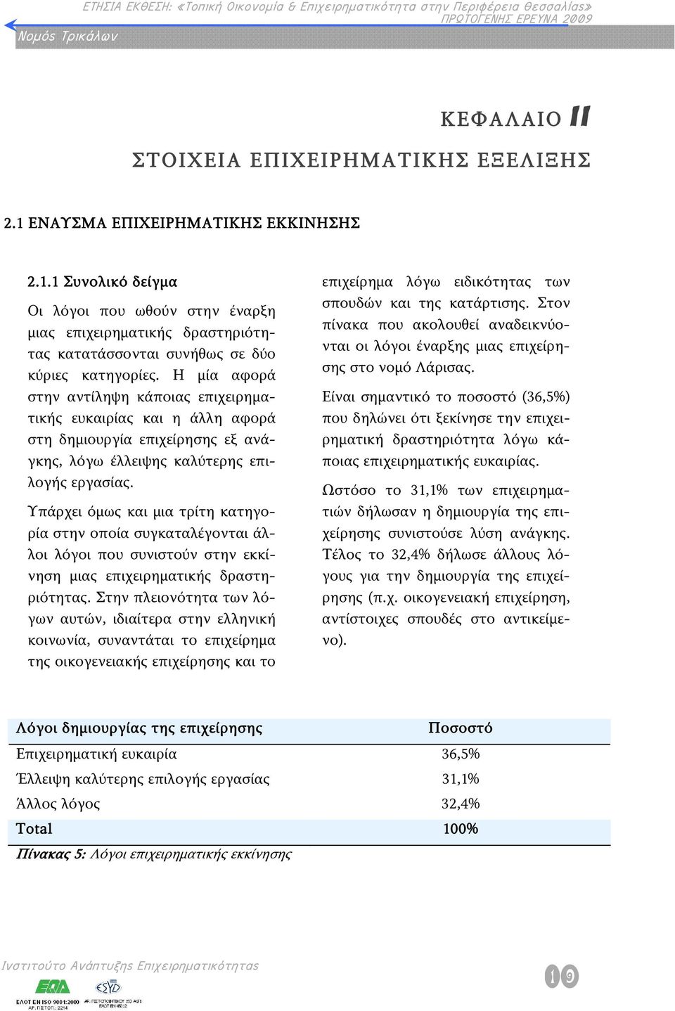 Υπάρχει όμως και μια τρίτη κατηγορία στην οποία συγκαταλέγονται άλλοι λόγοι που συνιστούν στην εκκίνηση μιας επιχειρηματικής δραστηριότητας.