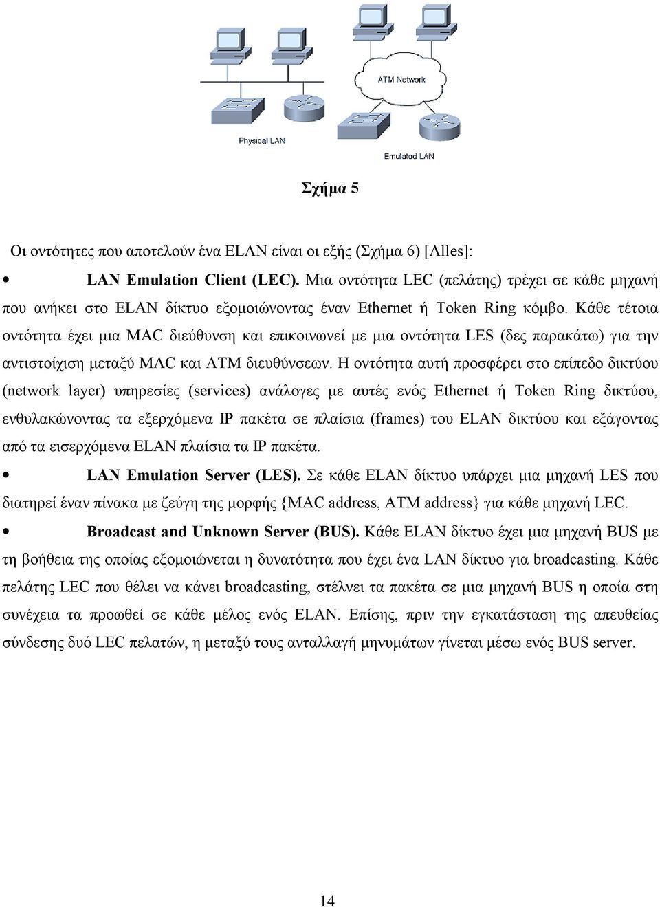 Κάθε τέτοια οντότητα έχει µια MAC διεύθυνση και επικοινωνεί µε µια οντότητα LES (δες παρακάτω) για την αντιστοίχιση µεταξύ MAC και ATM διευθύνσεων.