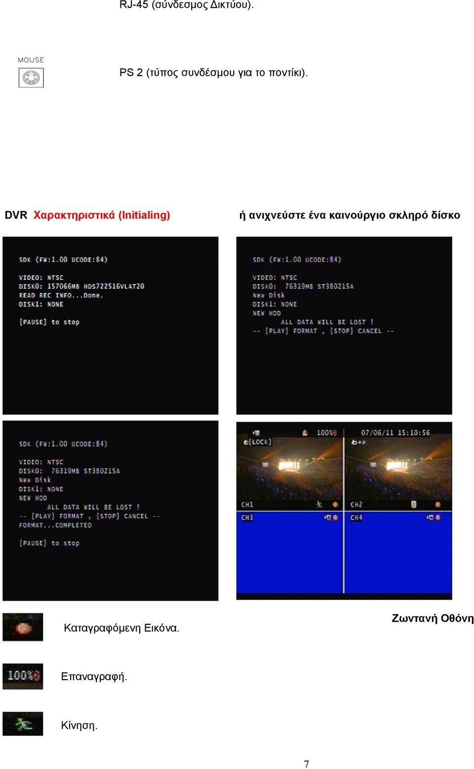 DVR Χαρακτηριστικά (Initialing) ή ανιχνεύστε ένα