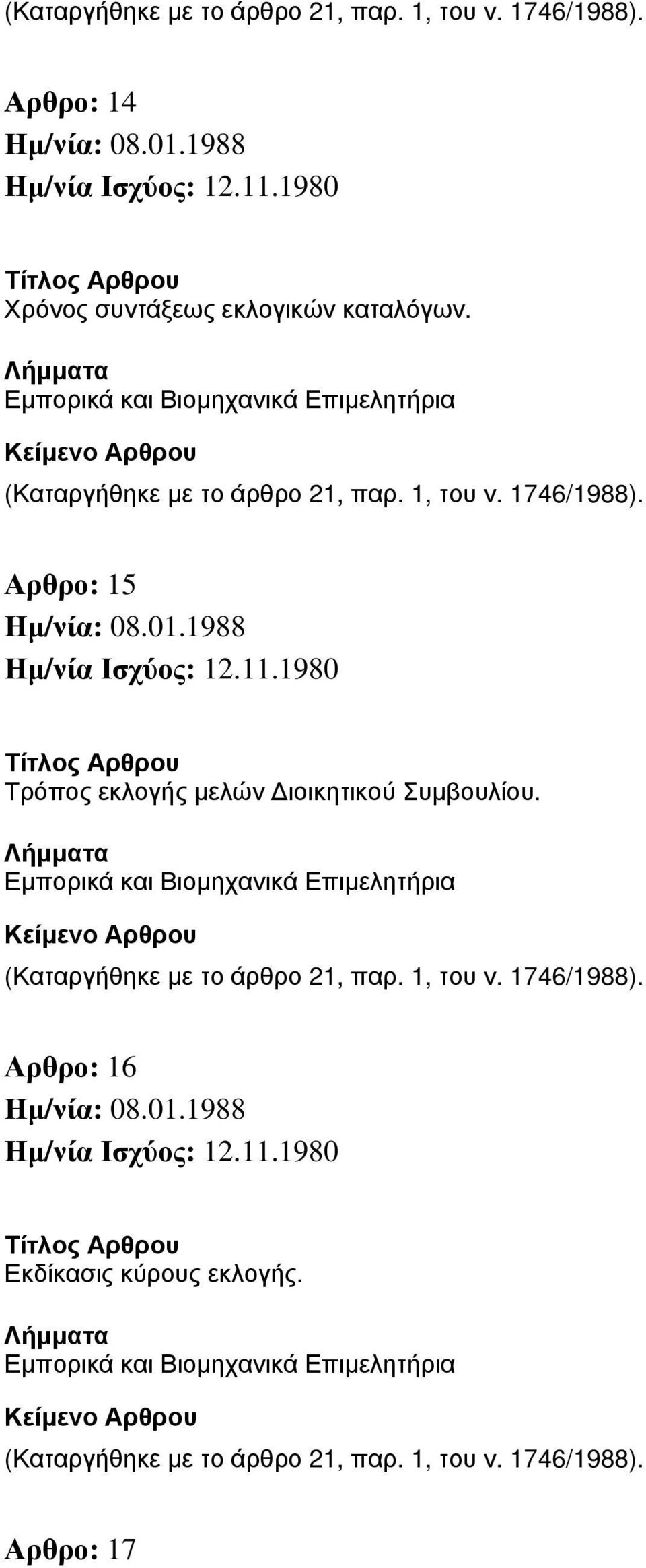 Αρθρο: 15 Τρόπος εκλογής μελών