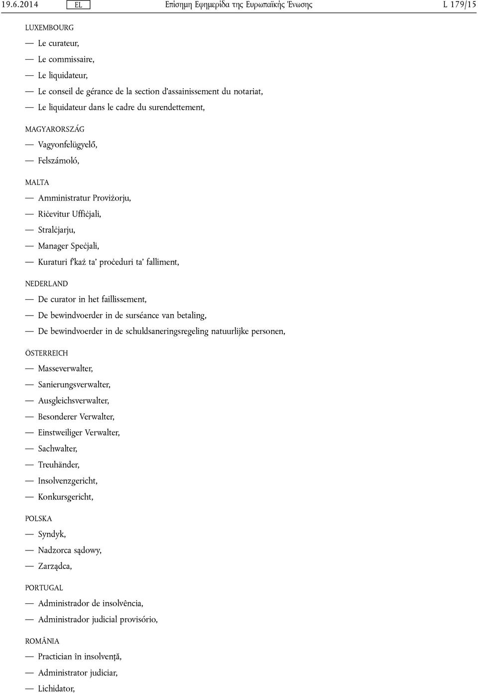 De bewindvoerder in de surséance van betaling, De bewindvoerder in de schuldsaneringsregeling natuurlijke personen, ÖSTERREICH Masseverwalter, Sanierungsverwalter, Ausgleichsverwalter, Besonderer