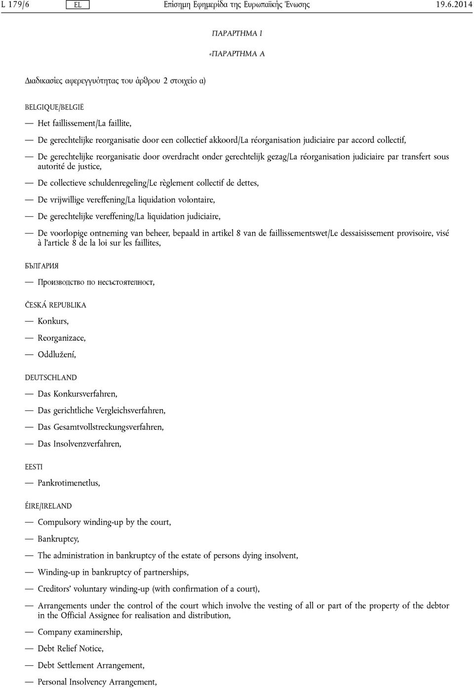 collectieve schuldenregeling/le règlement collectif de dettes, De vrijwillige vereffening/la liquidation volontaire, De gerechtelijke vereffening/la liquidation judiciaire, De voorlopige ontneming